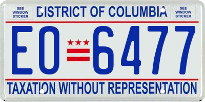 DC license plate EO6477