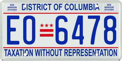 DC license plate EO6478