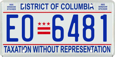 DC license plate EO6481