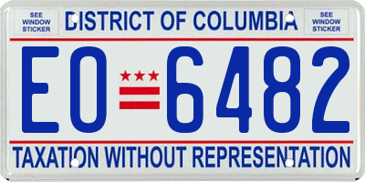 DC license plate EO6482