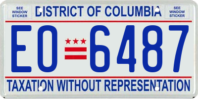 DC license plate EO6487