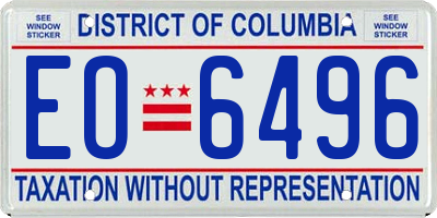 DC license plate EO6496