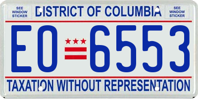 DC license plate EO6553