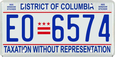 DC license plate EO6574