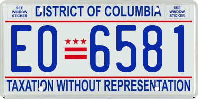 DC license plate EO6581