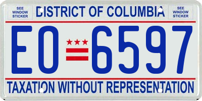 DC license plate EO6597