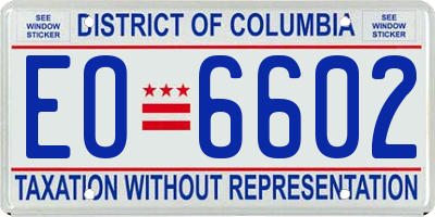 DC license plate EO6602