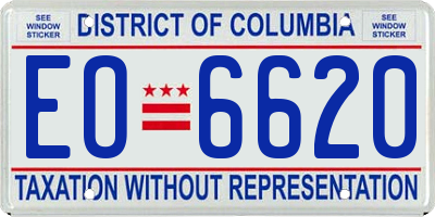 DC license plate EO6620