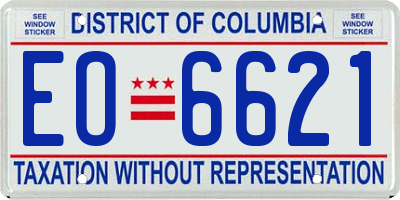 DC license plate EO6621