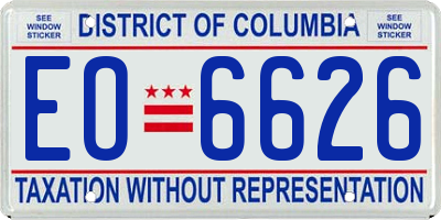 DC license plate EO6626