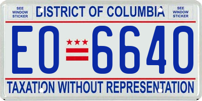 DC license plate EO6640