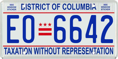 DC license plate EO6642