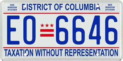 DC license plate EO6646