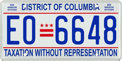 DC license plate EO6648