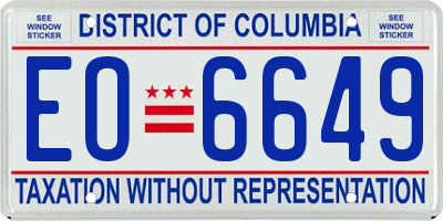 DC license plate EO6649