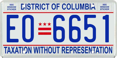 DC license plate EO6651