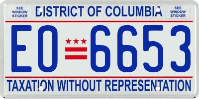 DC license plate EO6653