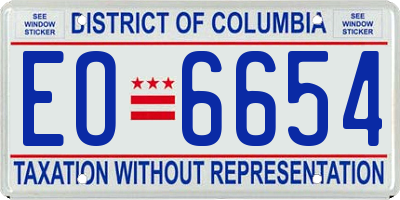 DC license plate EO6654