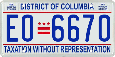 DC license plate EO6670