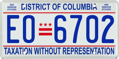 DC license plate EO6702