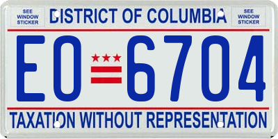 DC license plate EO6704