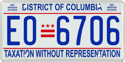 DC license plate EO6706