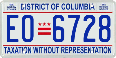 DC license plate EO6728