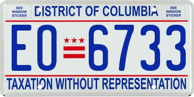 DC license plate EO6733