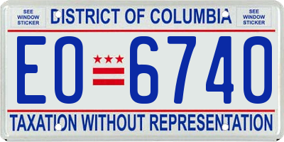 DC license plate EO6740