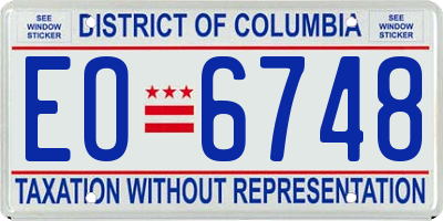 DC license plate EO6748