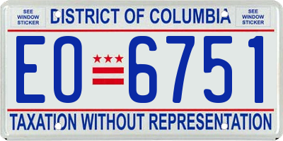 DC license plate EO6751