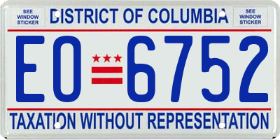 DC license plate EO6752