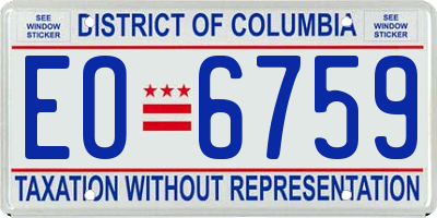 DC license plate EO6759