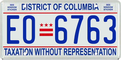 DC license plate EO6763