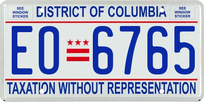 DC license plate EO6765