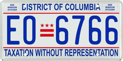 DC license plate EO6766