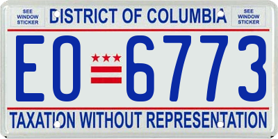DC license plate EO6773