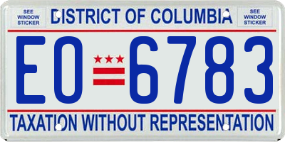 DC license plate EO6783