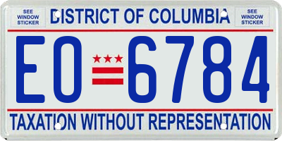 DC license plate EO6784