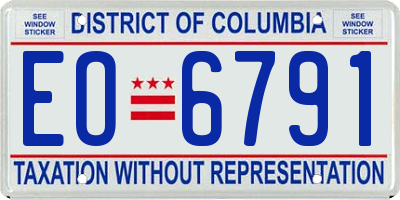DC license plate EO6791