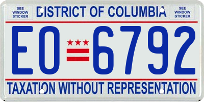 DC license plate EO6792