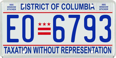 DC license plate EO6793