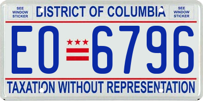 DC license plate EO6796