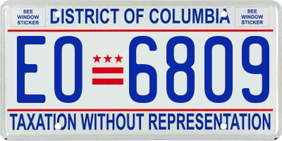 DC license plate EO6809