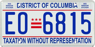 DC license plate EO6815