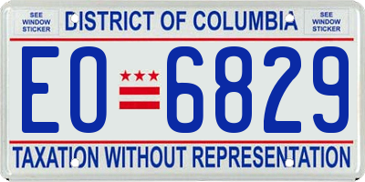 DC license plate EO6829