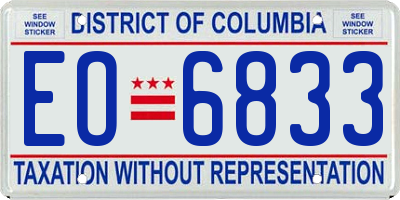 DC license plate EO6833
