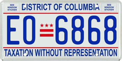 DC license plate EO6868