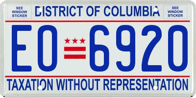 DC license plate EO6920