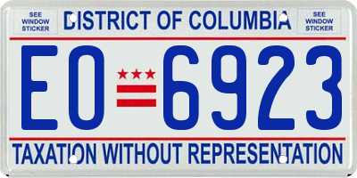 DC license plate EO6923